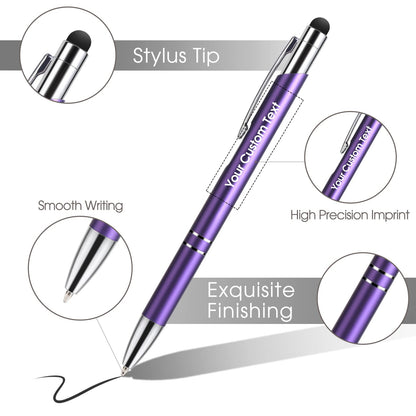 Custom Personalized Pens with Stylus, Black Ink Click Ballpoint Pens-50 PCS