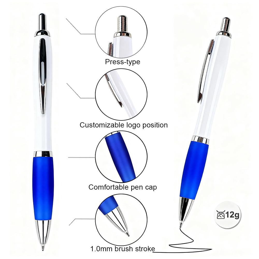 100 PCS Bulk Personalized Pens with Color Logo Custom Retractable Pens