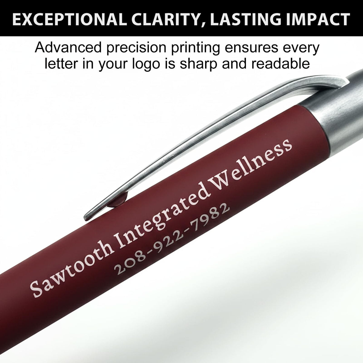 Customized Pens with Personalized Text - Pack of 100 Bulk Black Ink