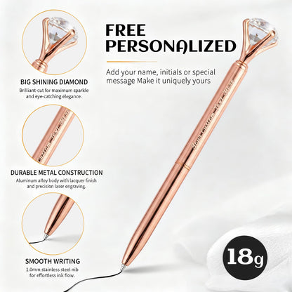 HISHER Custom Diamond Pens, 20 Pack, Bridal Shower Wedding Favor, Black Ink