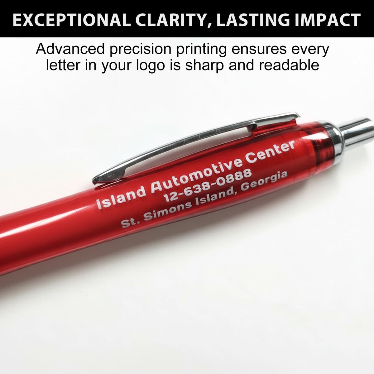 Pack of 100 Personalized Clear Pens - Custom Bulk Promotional Pens