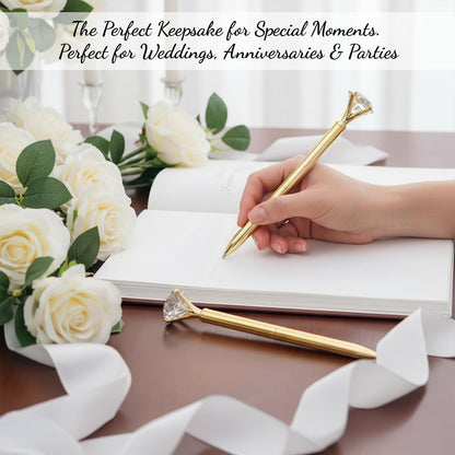 HISHER Custom Diamond Pens, 20 Pack, Bridal Shower Wedding Favor, Black Ink
