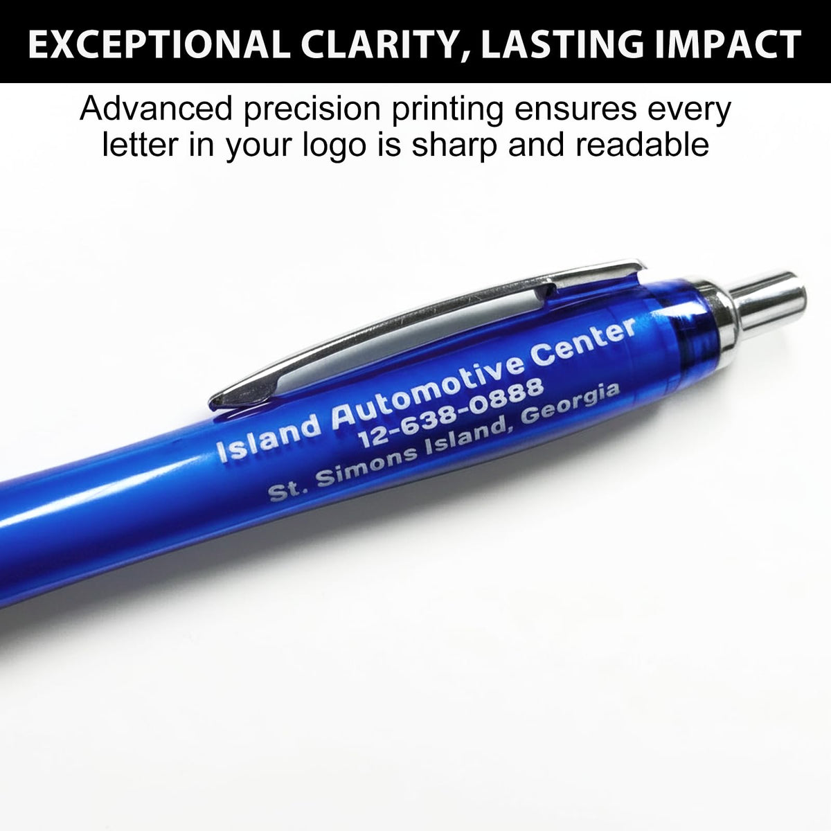 Pack of 100 Personalized Clear Pens - Custom Bulk Promotional Pens