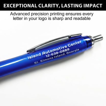 Pack of 100 Personalized Clear Pens - Custom Bulk Promotional Pens