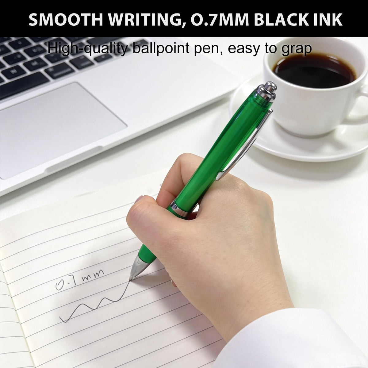 Personalized Ballpoint Pens with Custom Text - 100 Pack Bulk Promotional Items with Your Logo for Business, Events & Trade Shows - Smooth Black Ink, Retractable Office Gift