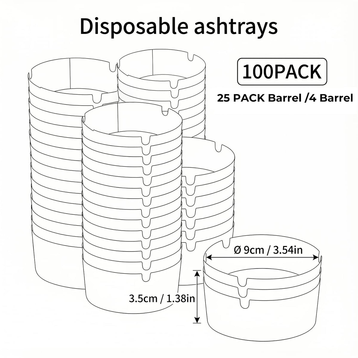 Custom Logo Disposable Ashtray 100 Pack– Odor-Absorbing, Mess-Free