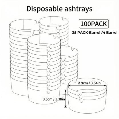 Custom Logo Disposable Ashtray 100 Pack– Odor-Absorbing, Mess-Free