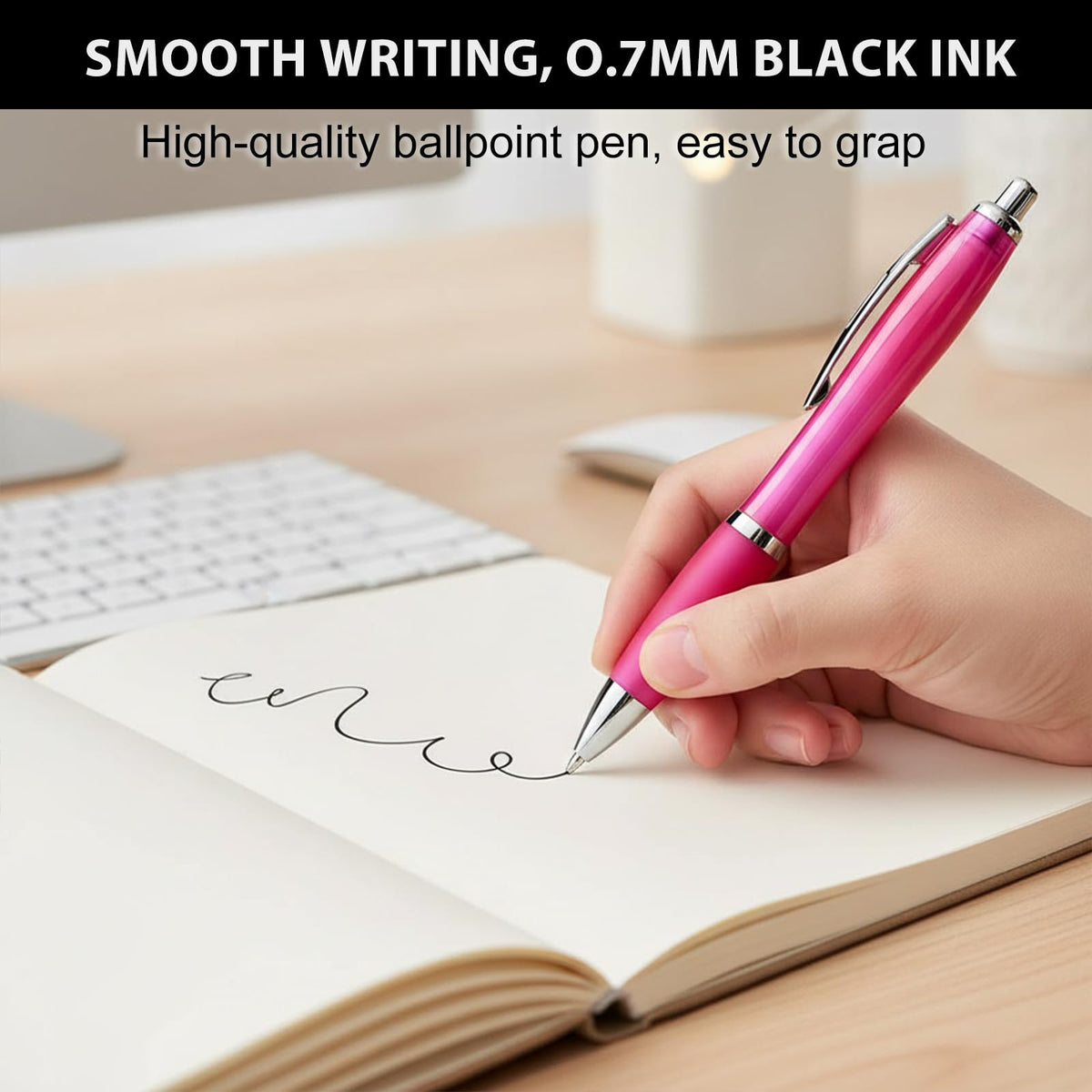 Personalized Ballpoint Pens with Custom Text - 100 Pack Bulk Promotional Items with Your Logo for Business, Events & Trade Shows - Smooth Black Ink, Retractable Office Gift