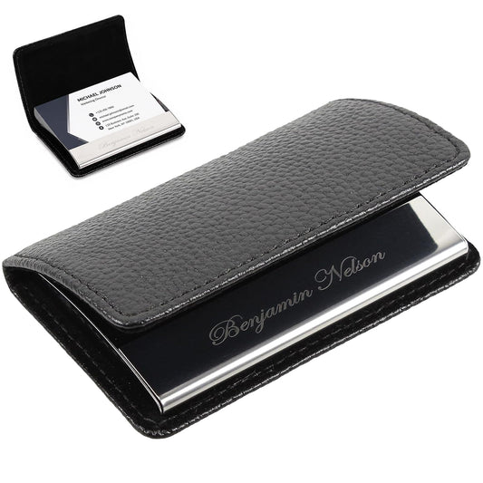Custom Business Card Holder, Personalized Leather Business Card Case