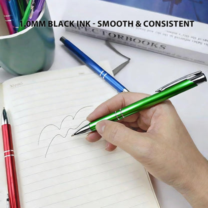 HH-STUDIO CUSTOM Metal Pen, Engraved Logo, Black Ink, Retractable-50 Pack