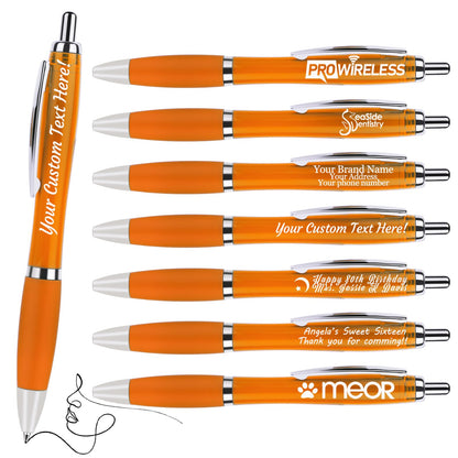 Pack of 100 Personalized Clear Pens - Custom Bulk Promotional Pens