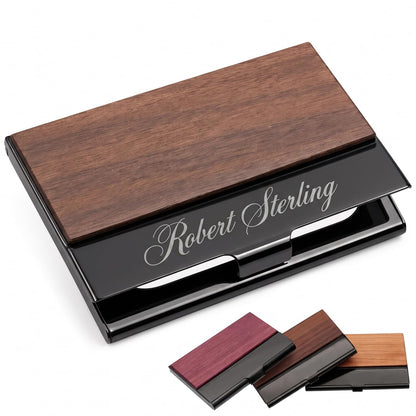 Personalized Wood Business Card Holder Custom Engraved Business Card Holder
