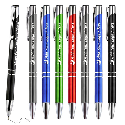 HH-STUDIO CUSTOM Metal Pen, Engraved Logo, Black Ink, Retractable-50 Pack