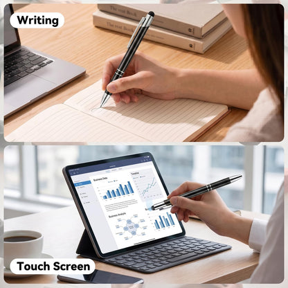 Custom Personalized Pens with Stylus, Black Ink Click Ballpoint Pens-50 PCS