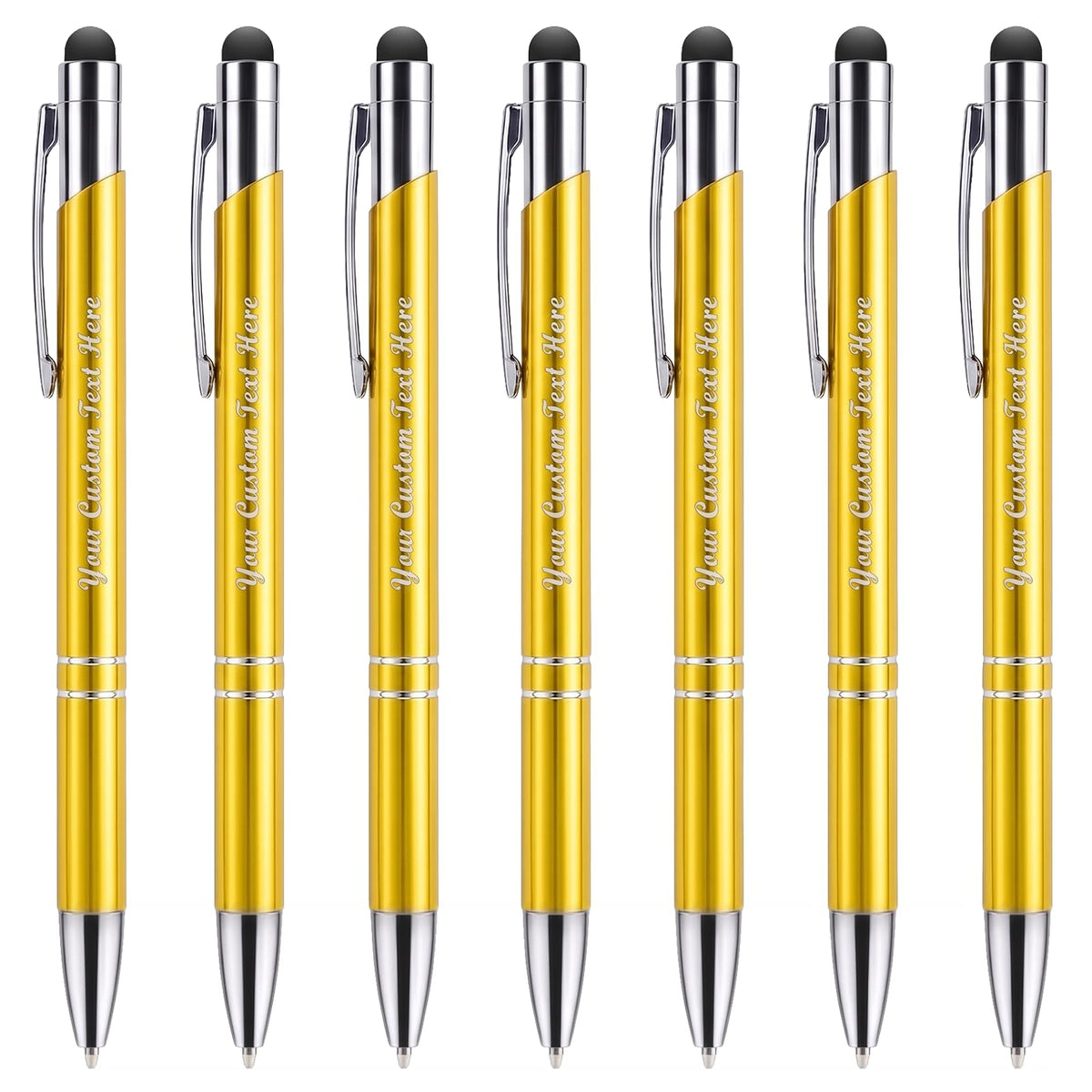 Custom Personalized Pens with Stylus, Black Ink Click Ballpoint Pens-50 PCS
