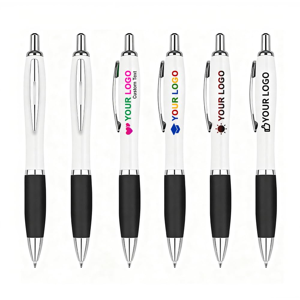 100 PCS Bulk Personalized Pens with Color Logo Custom Retractable Pens