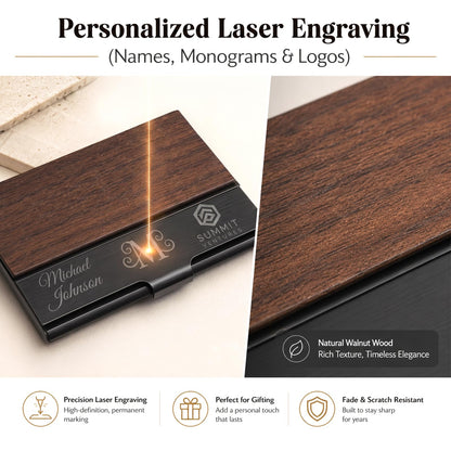 Personalized Wood Business Card Holder Custom Engraved Business Card Holder