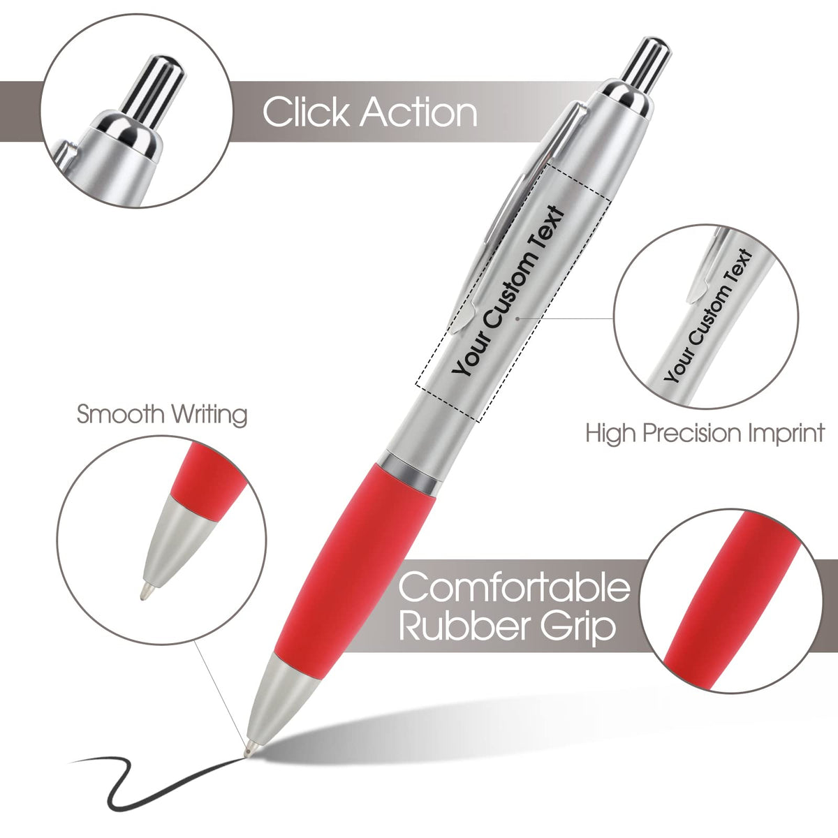 Bulk Promotional Pens with Logo for Business - 100 Counts Click Pens