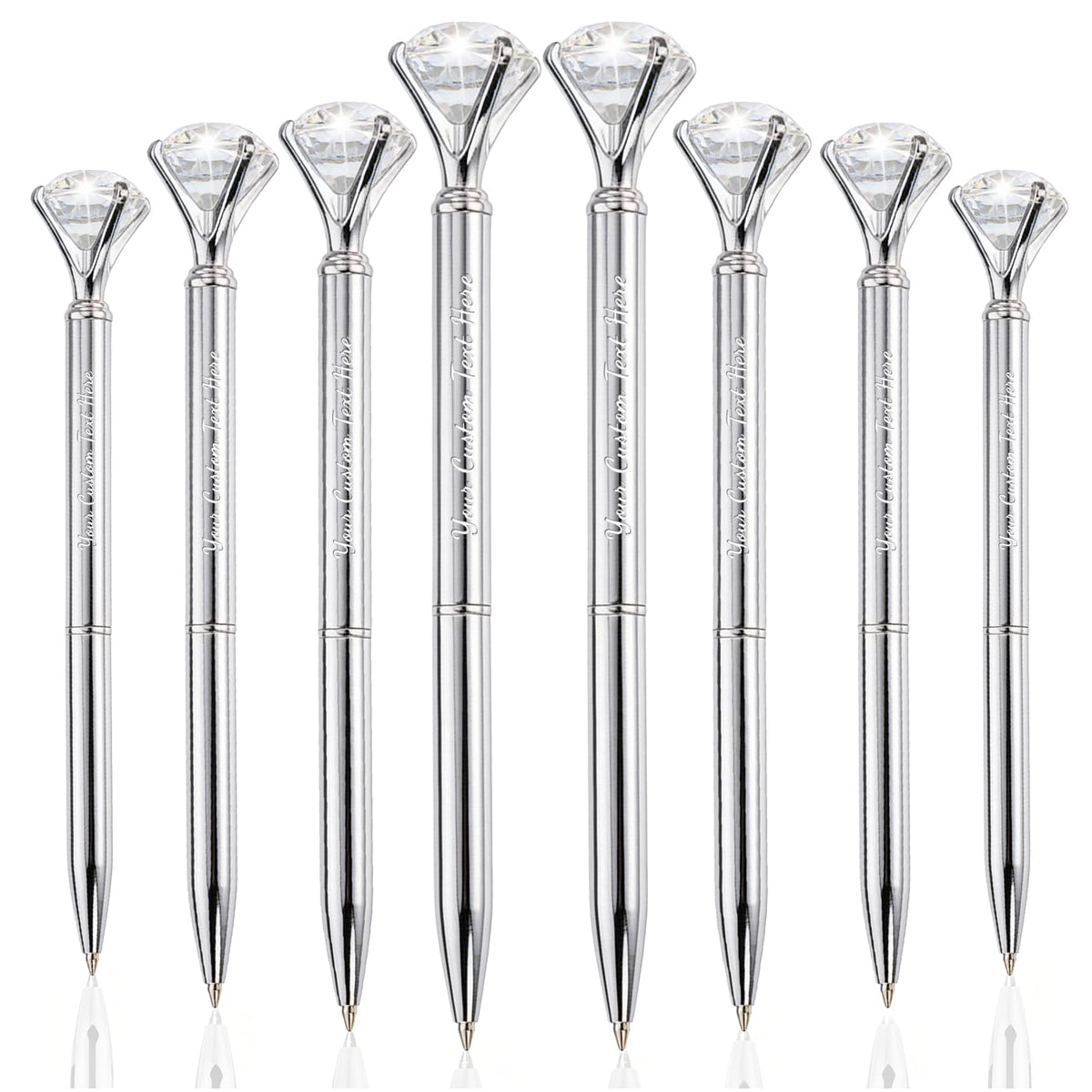 HISHER Custom Diamond Pens, 20 Pack, Bridal Shower Wedding Favor, Black Ink
