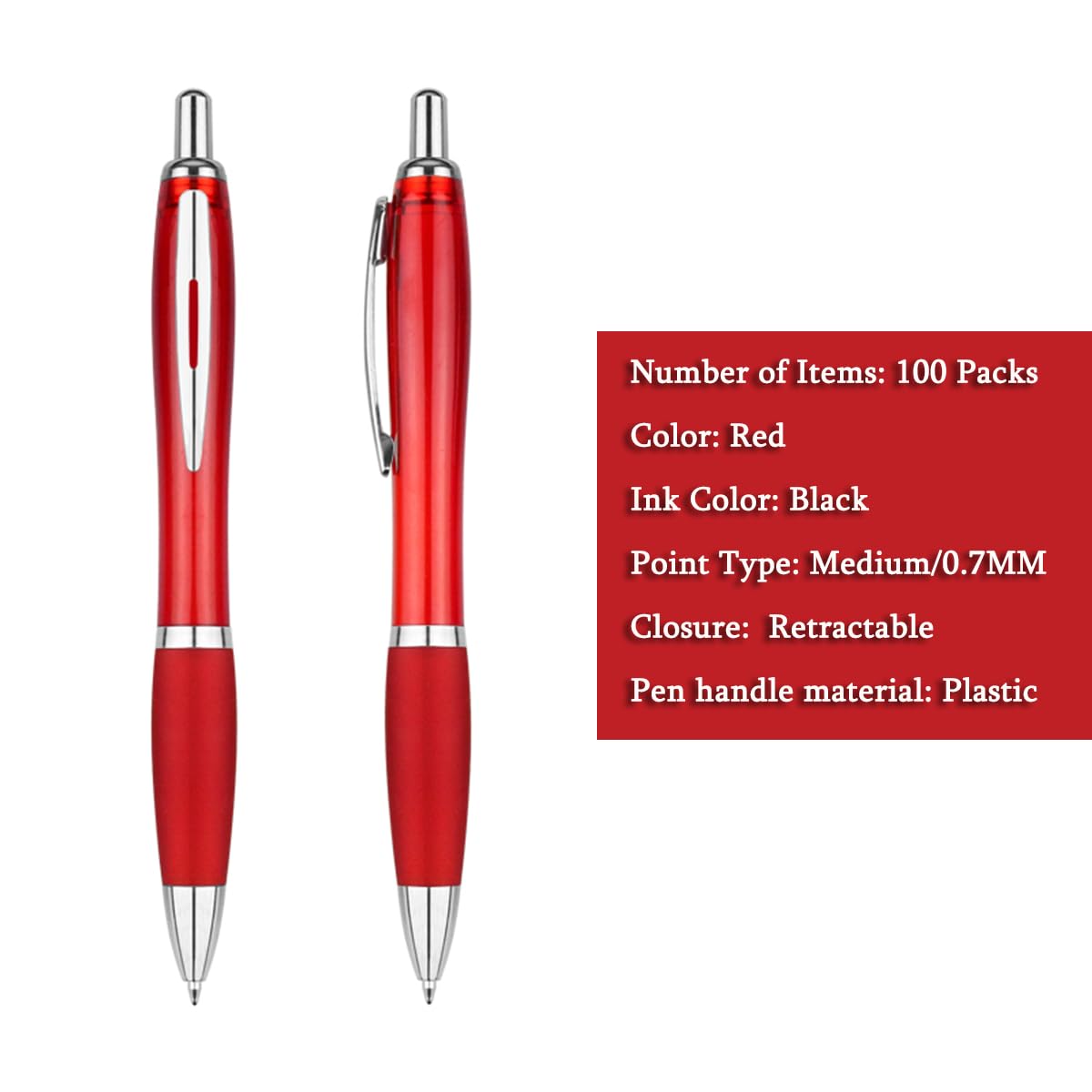 Pack of 100 Personalized Clear Pens - Custom Bulk Promotional Pens