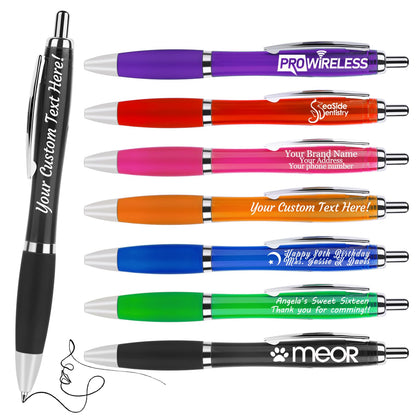 Pack of 100 Personalized Clear Pens - Custom Bulk Promotional Pens