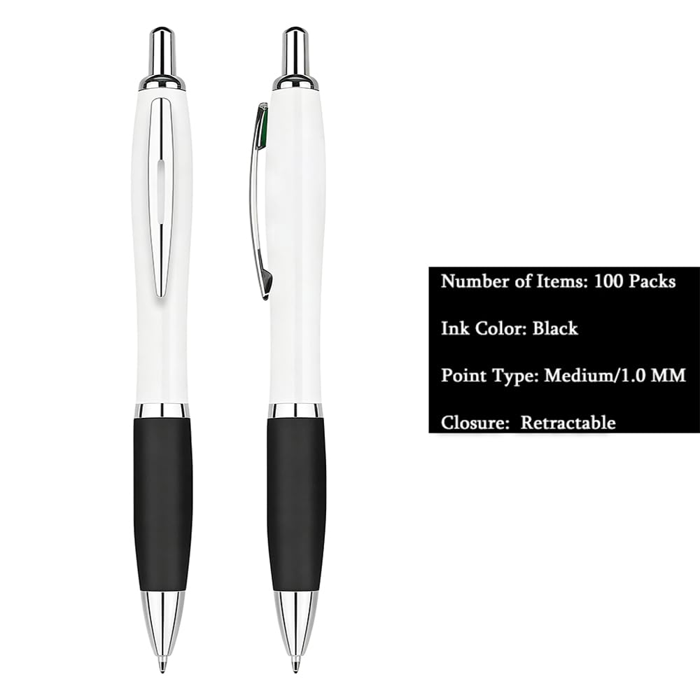 100 PCS Bulk Personalized Pens with Color Logo Custom Retractable Pens