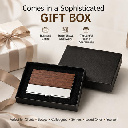 Personalized Wood Business Card Holder Custom Engraved Business Card Holder