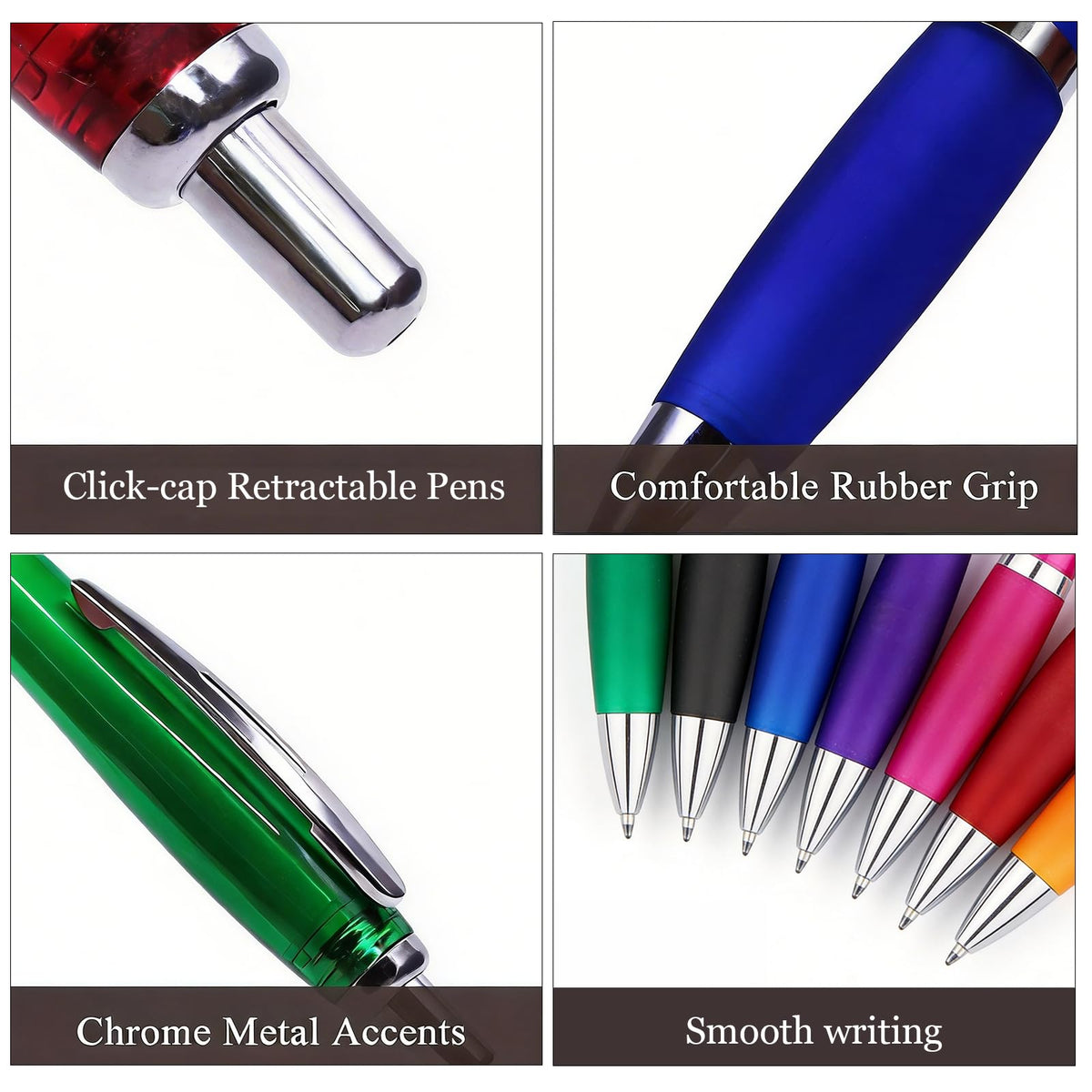 Personalized Ballpoint Pens with Custom Text - 100 Pack Bulk Promotional Items with Your Logo for Business, Events & Trade Shows - Smooth Black Ink, Retractable Office Gift