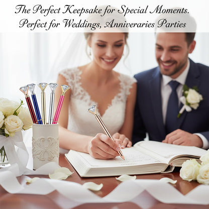 HISHER Custom Diamond Pens, 20 Pack, Bridal Shower Wedding Favor, Black Ink