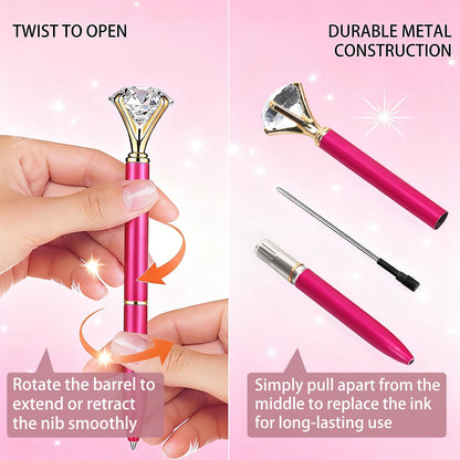 HISHER Custom Diamond Pens, 20 Pack, Bridal Shower Wedding Favor, Black Ink