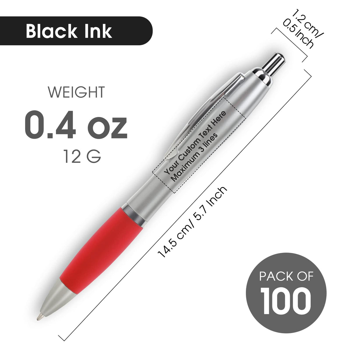 Bulk Promotional Pens with Logo for Business - 100 Counts Click Pens