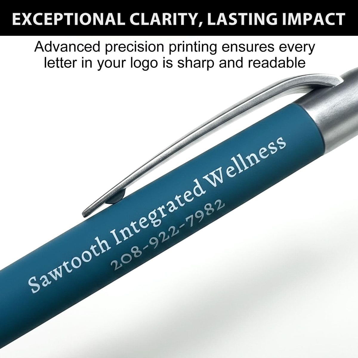 Customized Pens with Personalized Text - Pack of 100 Bulk Black Ink