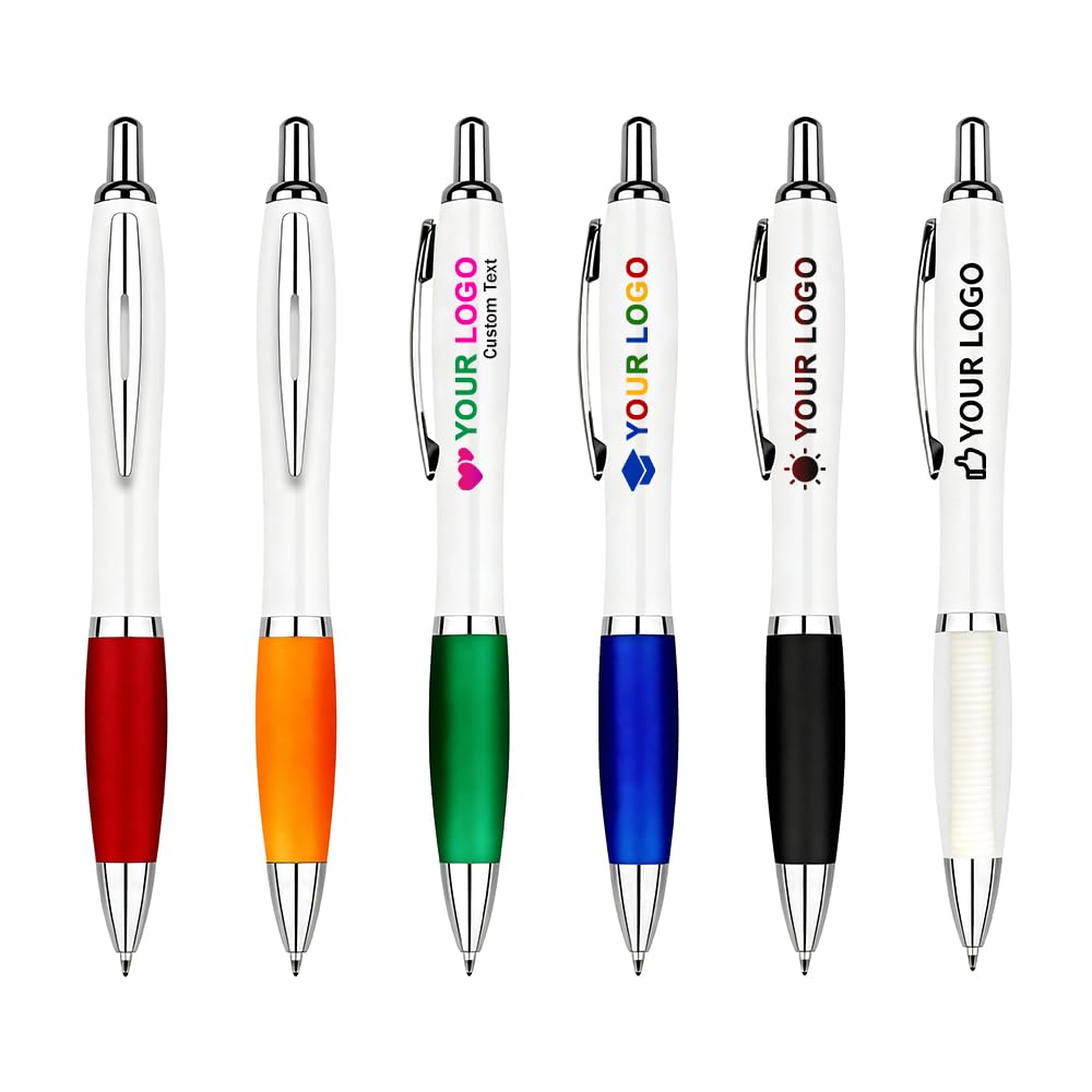 100 PCS Bulk Personalized Pens with Color Logo Custom Retractable Pens