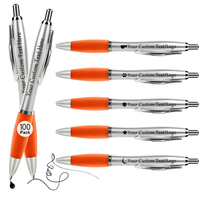 Personalized Pens with Custom Logo or Text - 100 Pack Bulk Click Pens