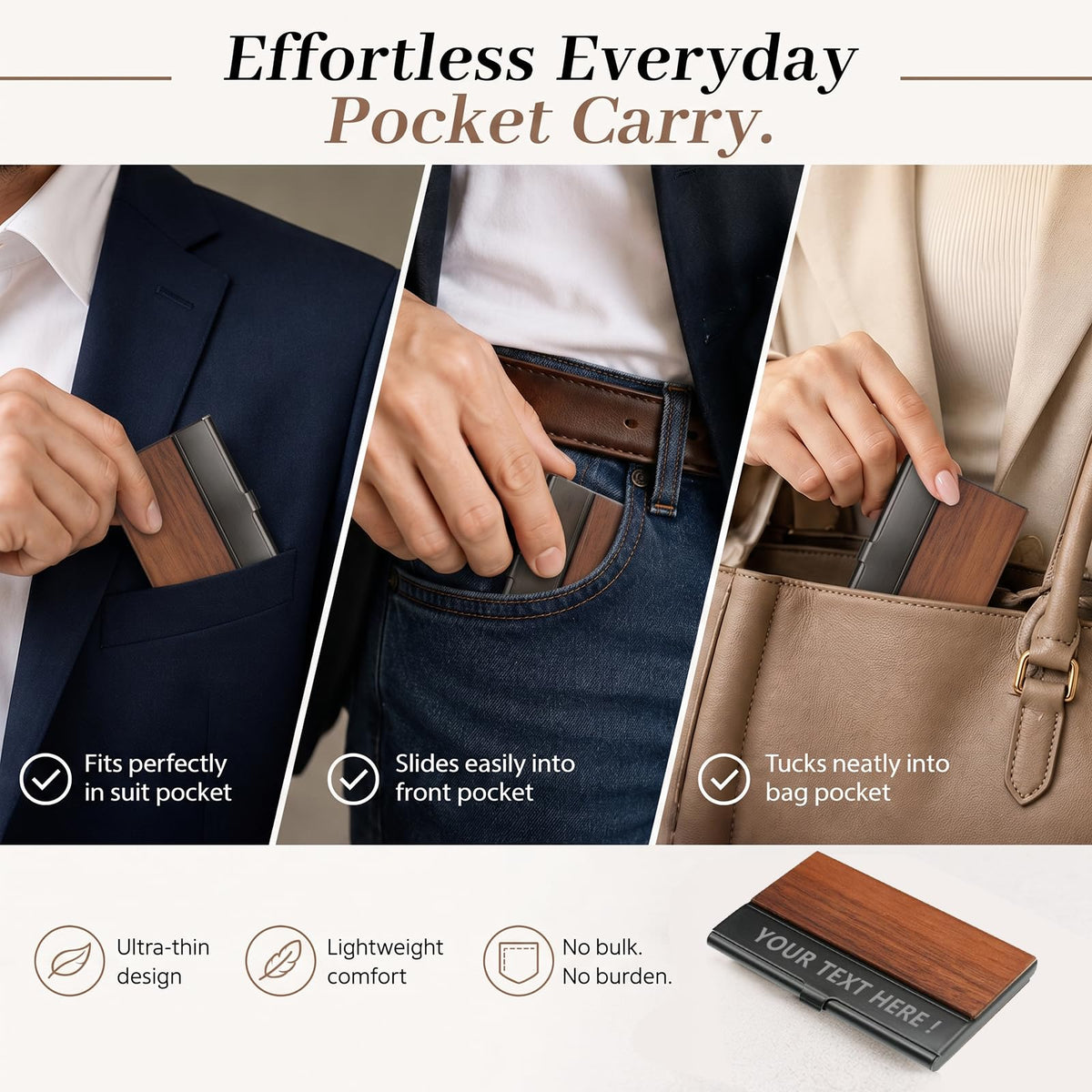 Personalized Wood Business Card Holder Custom Engraved Business Card Holder