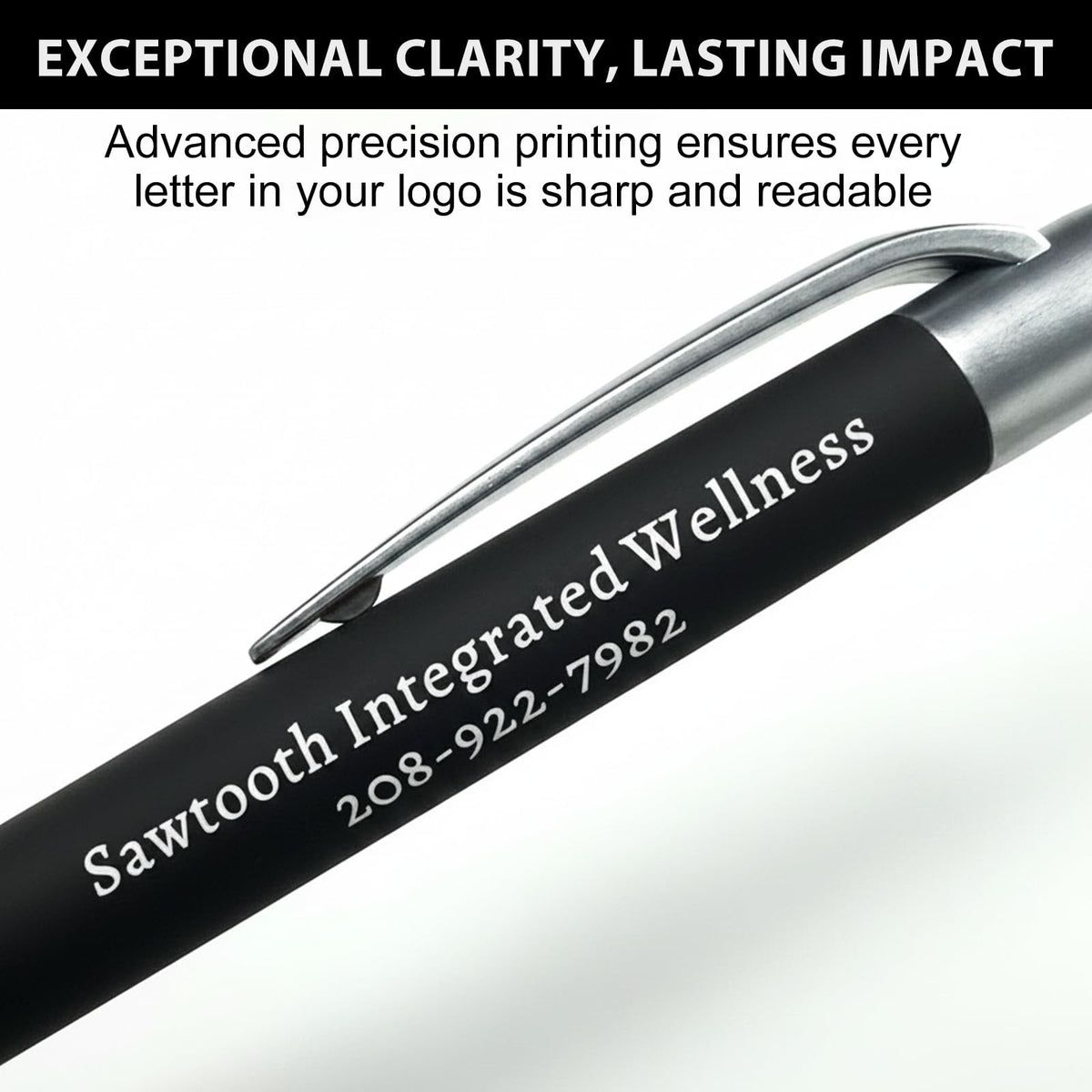 Customized Pens with Personalized Text - Pack of 100 Bulk Black Ink