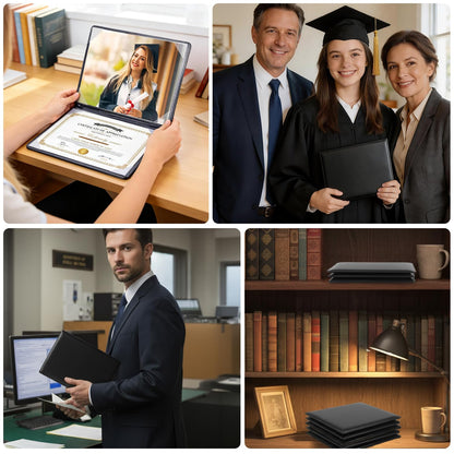Diploma Cover 8.5 x 11, Padded Certificate Holder, Leatherette, Black