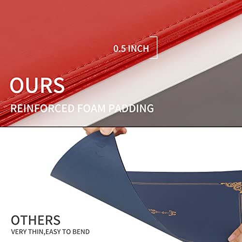Diploma Cover 8.5 x 11, Padded Certificate Holder, Leatherette, Red
