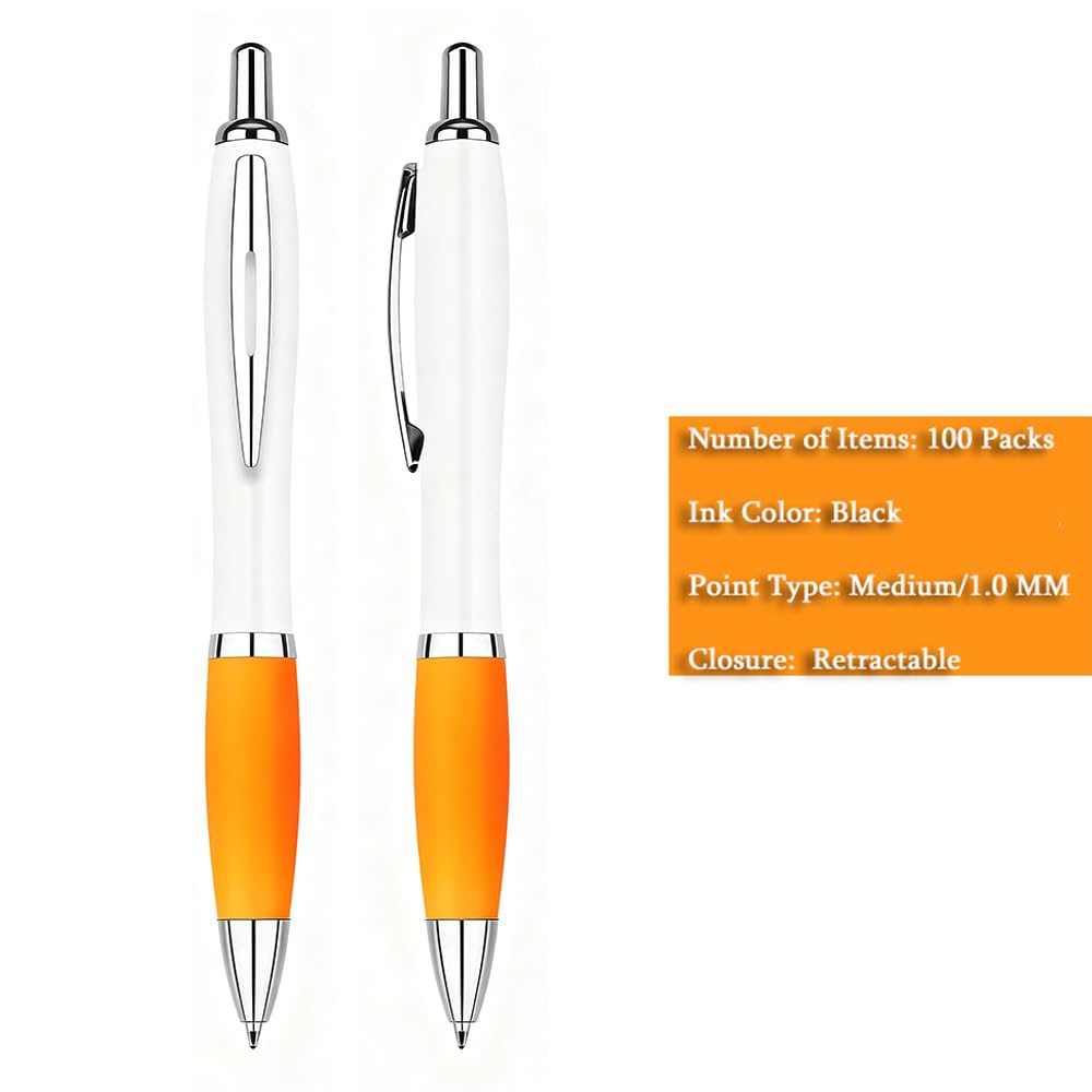 100 PCS Bulk Personalized Pens with Color Logo Custom Retractable Pens