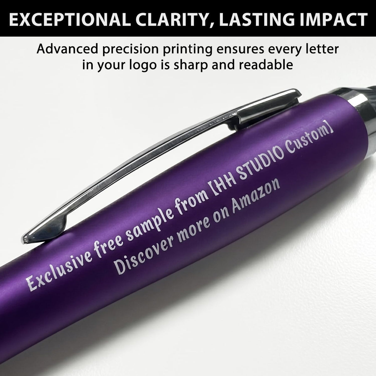100 PC Custom Personalized Pens with Stylus, Black Ink Click Ballpoint Pens