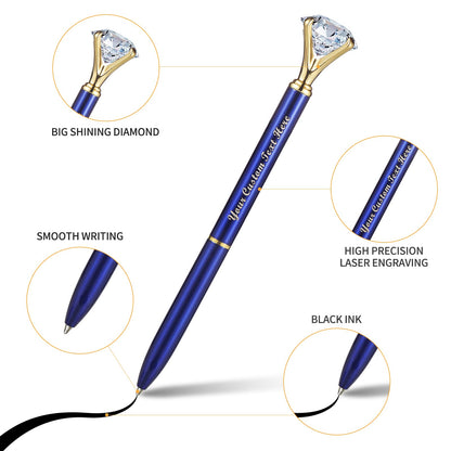 HISHER Custom Diamond Pens, 20 Pack, Bridal Shower Wedding Favor, Black Ink