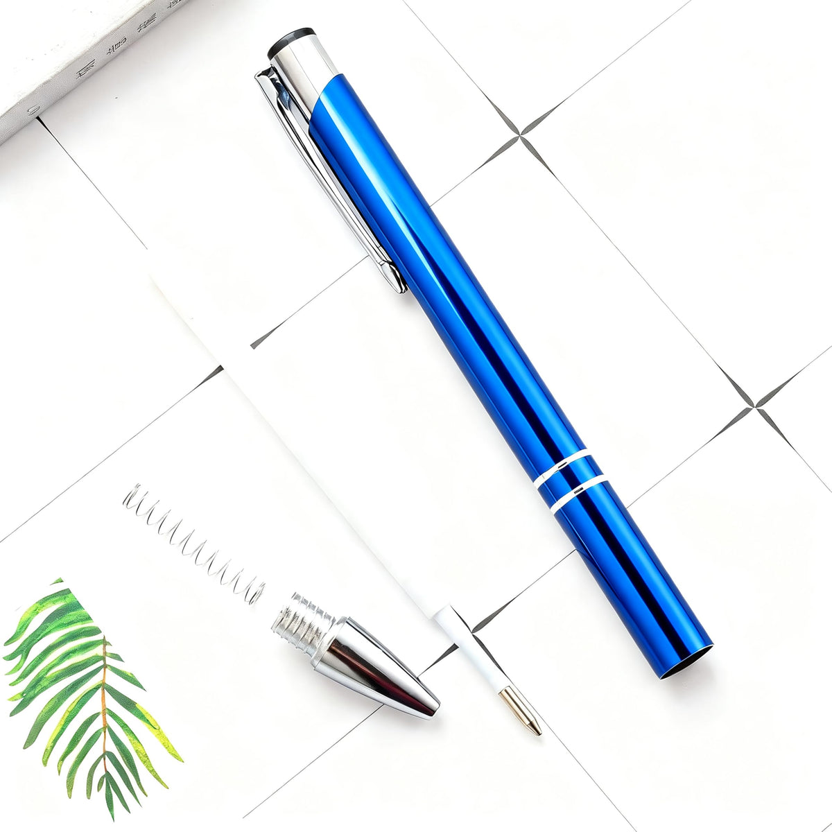 HH-STUDIO CUSTOM Metal Pen, Engraved Logo, Black Ink, Retractable-50 Pack