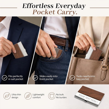 Personalized Wood Business Card Holder Custom Engraved Business Card Holder