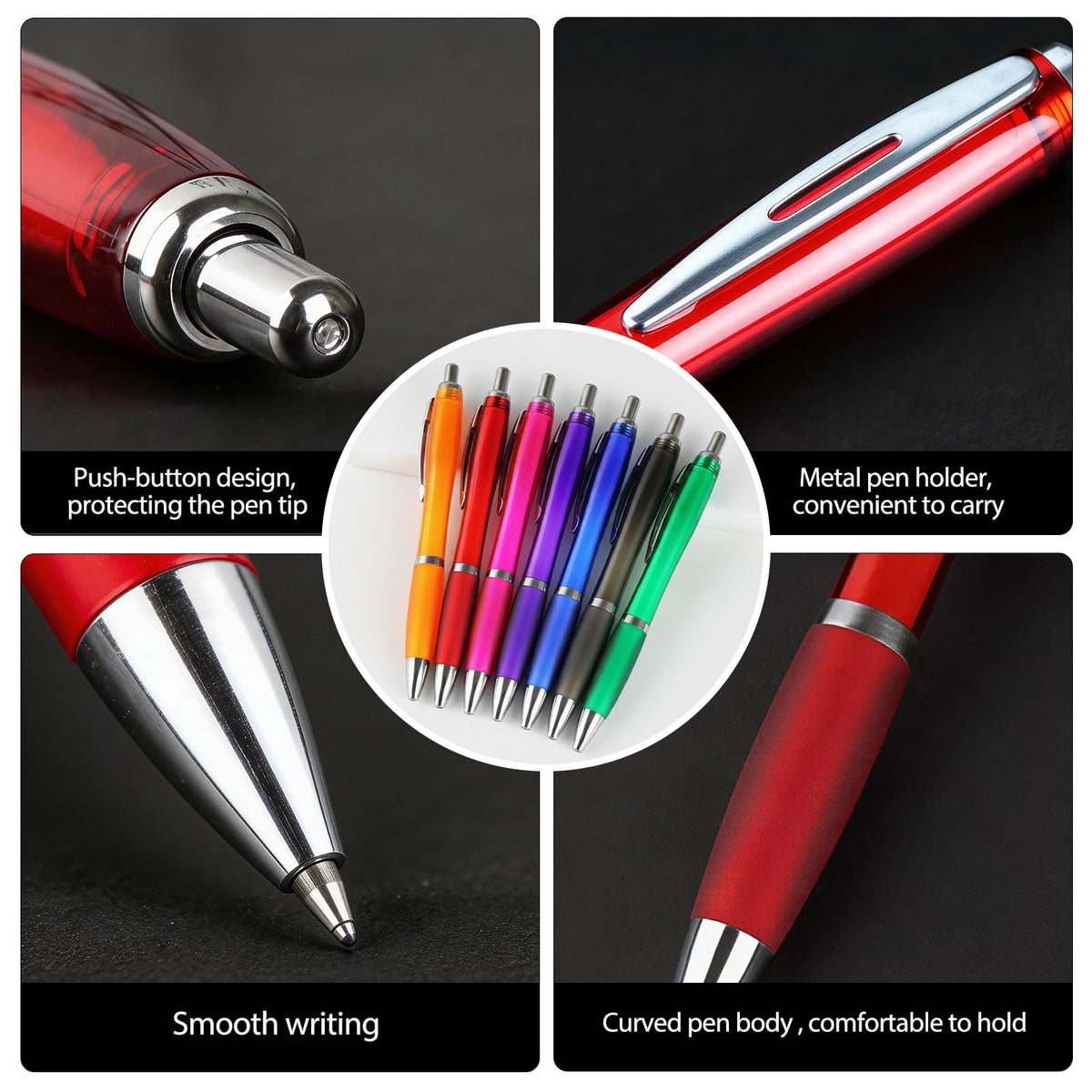 Personalized Ballpoint Pens with Custom Text - 100 Pack Bulk Promotional Items with Your Logo for Business, Events & Trade Shows - Smooth Black Ink, Retractable Office Gift