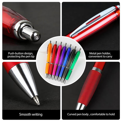 Personalized Ballpoint Pens with Custom Text - 100 Pack Bulk Promotional Items with Your Logo for Business, Events & Trade Shows - Smooth Black Ink, Retractable Office Gift