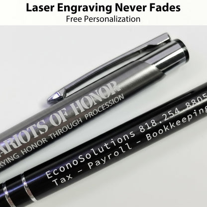 HH-STUDIO CUSTOM Metal Pen, Engraved Logo, Black Ink, Retractable-50 Pack