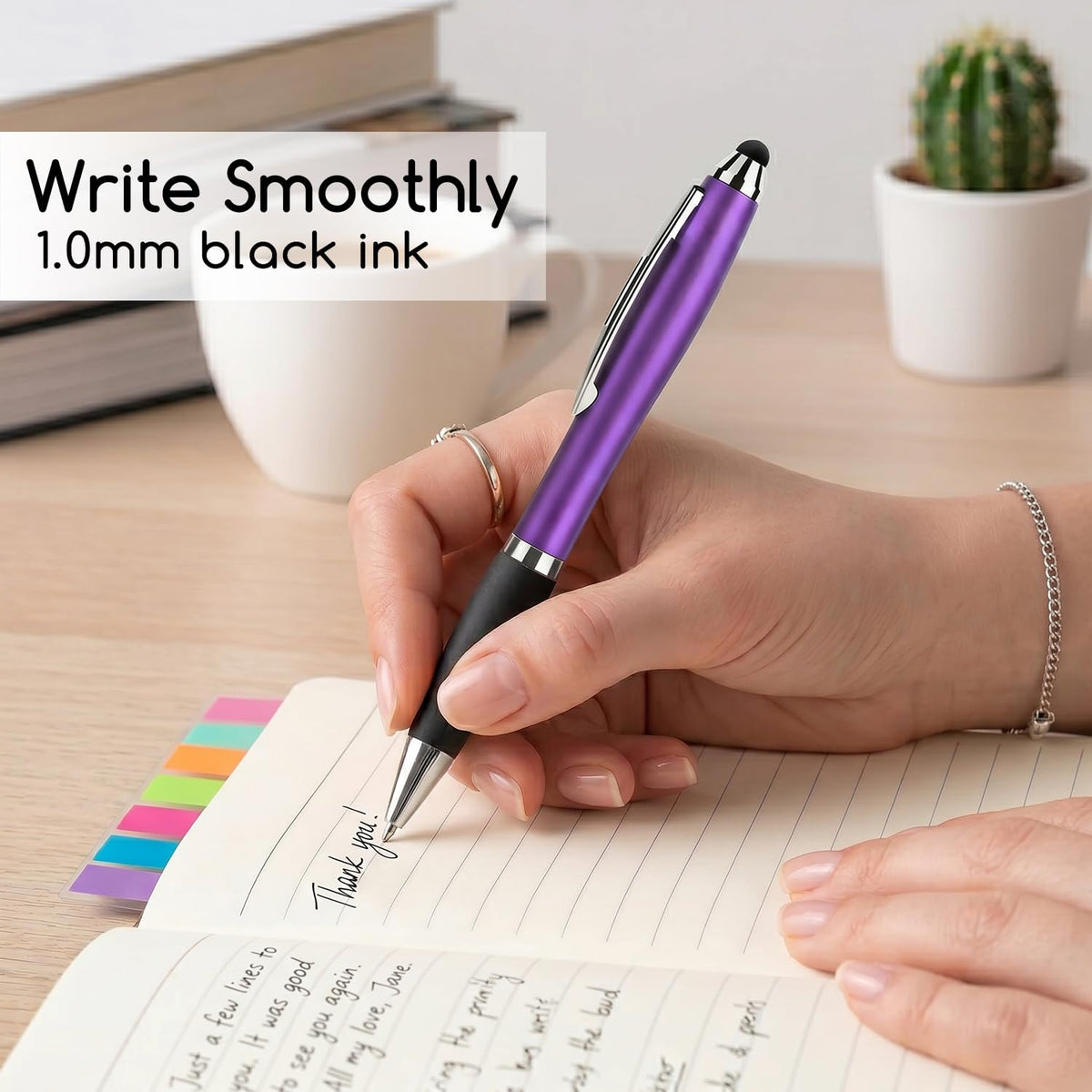 100 PC Custom Personalized Pens with Stylus, Black Ink Click Ballpoint Pens