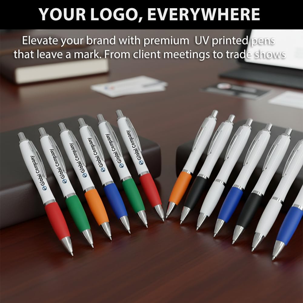 100 PCS Bulk Personalized Pens with Color Logo Custom Retractable Pens