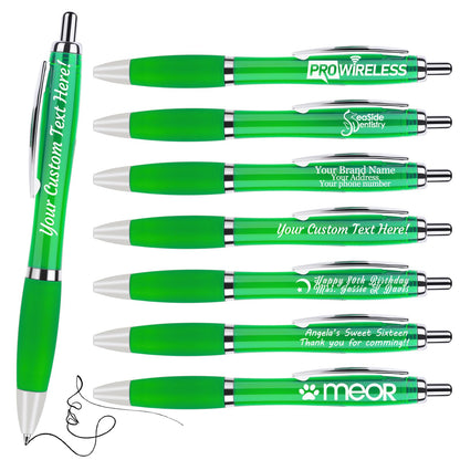 Pack of 100 Personalized Clear Pens - Custom Bulk Promotional Pens
