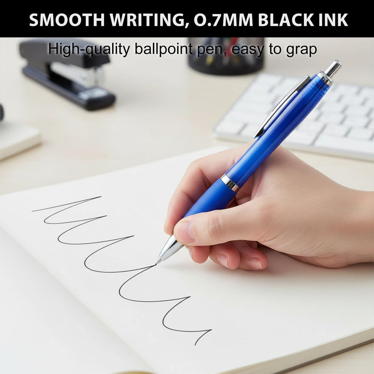 Personalized Ballpoint Pens with Custom Text - 100 Pack Bulk Promotional Items with Your Logo for Business, Events & Trade Shows - Smooth Black Ink, Retractable Office Gift